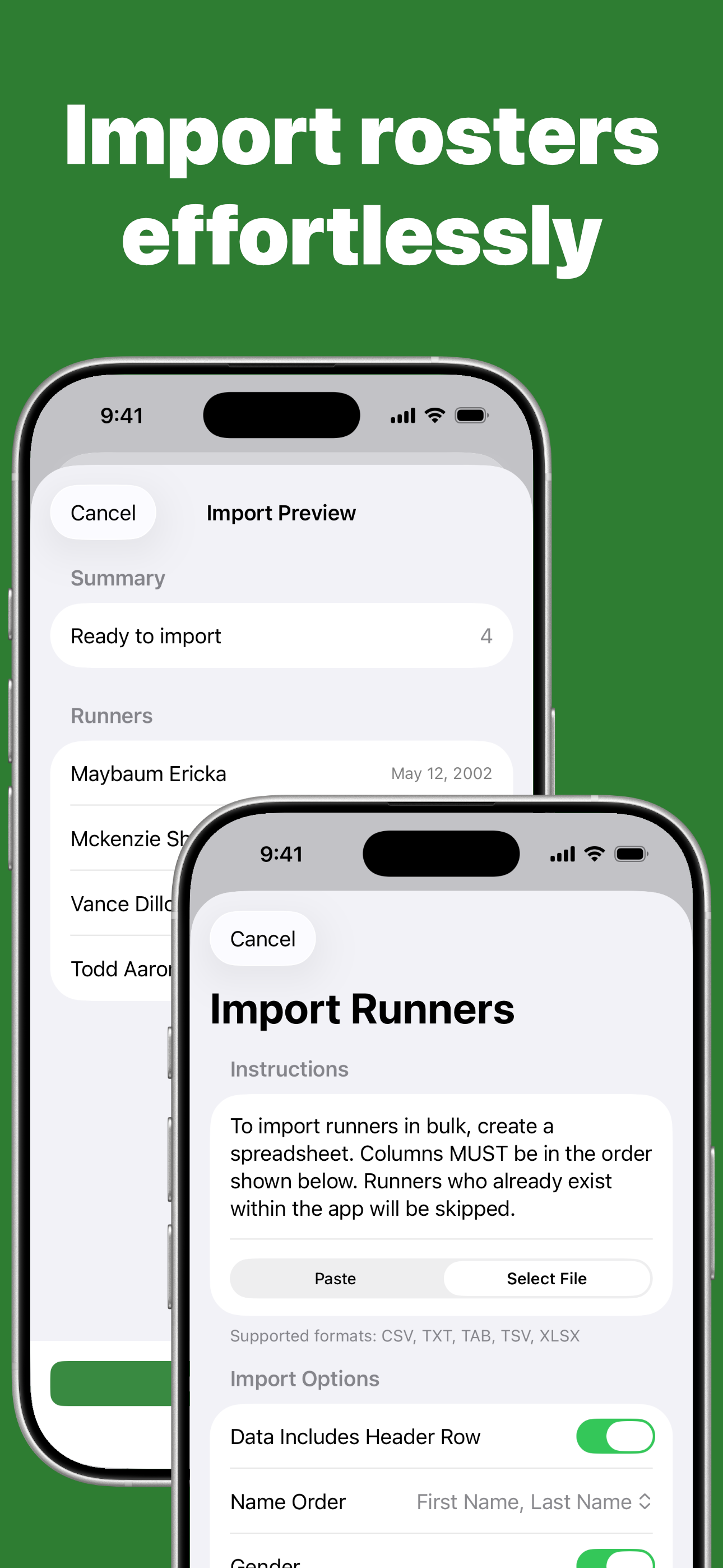 Import rosters effortlessly